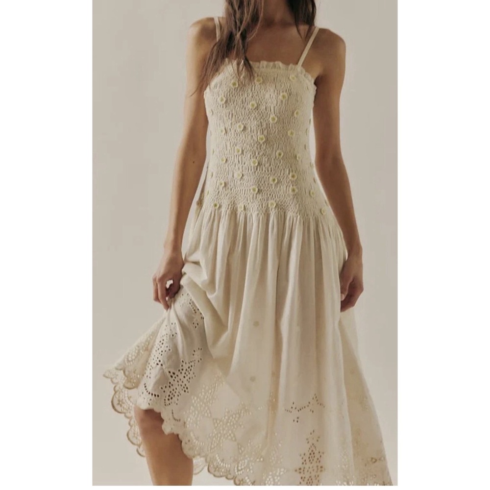 Daphne Floral Appliqué Cotton Sundress Size Small Free People